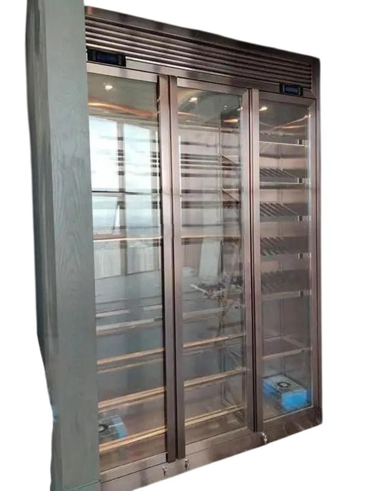 JVmoebel Weinschrank Temperierter Weinschrank Edelstahl Silber - Weinkühlvitrine (1-St) Made in Europe von JVmoebel
