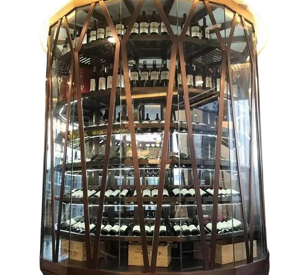 JVmoebel Weinschrank Weinbar Weinturm Rund aus Edelstahl und Glas – Transparentes Regal (1-St) Made in Europe von JVmoebel