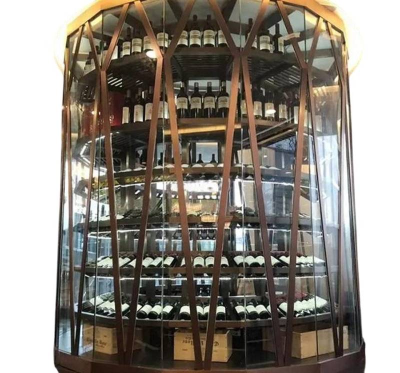 JVmoebel Weinschrank Weinbar Weinturm Rund aus Edelstahl und Glas – Transparentes Regal (1-St) Made in Europe von JVmoebel