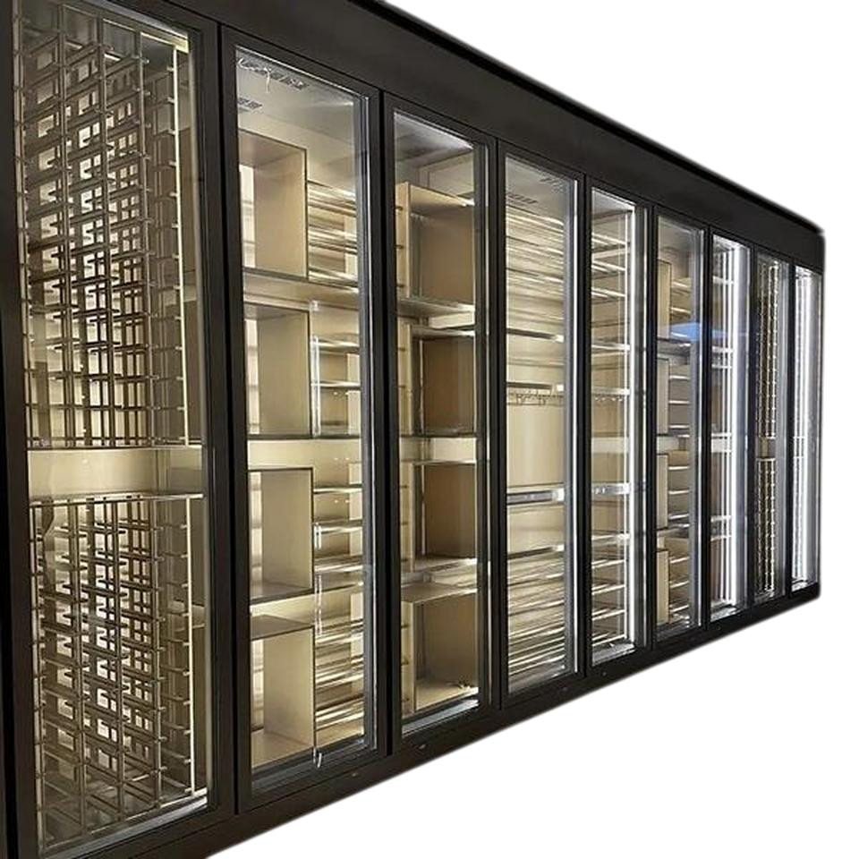 JVmoebel Weinschrank Weinkühlschrank Schwarz Edelstahl - Design-Weinschrank & Weinhalter (1-St) Made in Europe von JVmoebel