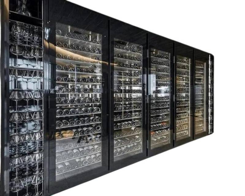 JVmoebel Weinschrank Weinschrank Vitrine Schwarz aus Edelstahl – Weinkühlschrank & Regal (1-St) Made in Europe von JVmoebel