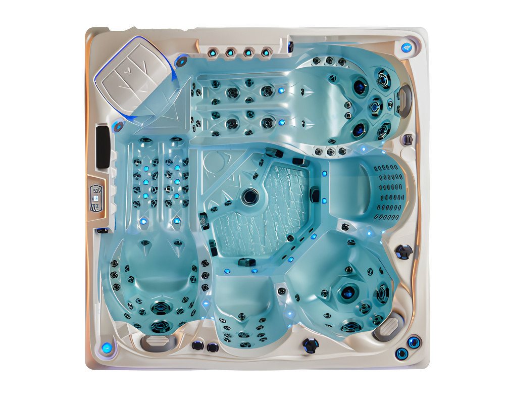 JVmoebel Whirlpool-Badewanne Außenwhirlpool Hydromassage 230x230cm Grau Acryl Outdoor-Spa, Made in Europe von JVmoebel