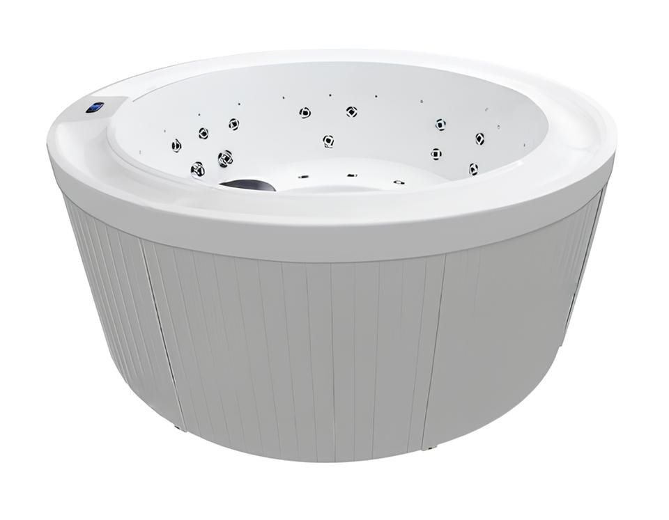 JVmoebel Whirlpool-Badewanne Runder Whirlpool Massagebecken 180x180 cm Weiß Acryl Outdoor-Spa, Made in Europe von JVmoebel