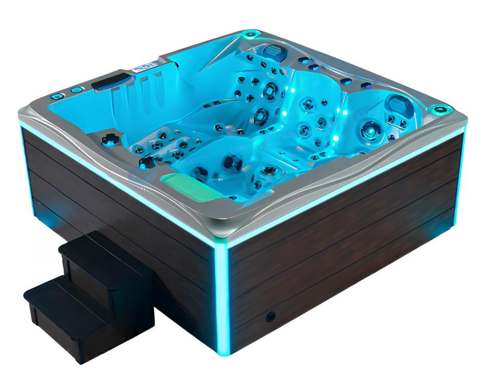 JVmoebel Whirlpool-Badewanne Sprudelbad Outdoor Whirlpool 210x210cm Silber Acryl Hydromassage, Made in Europe von JVmoebel