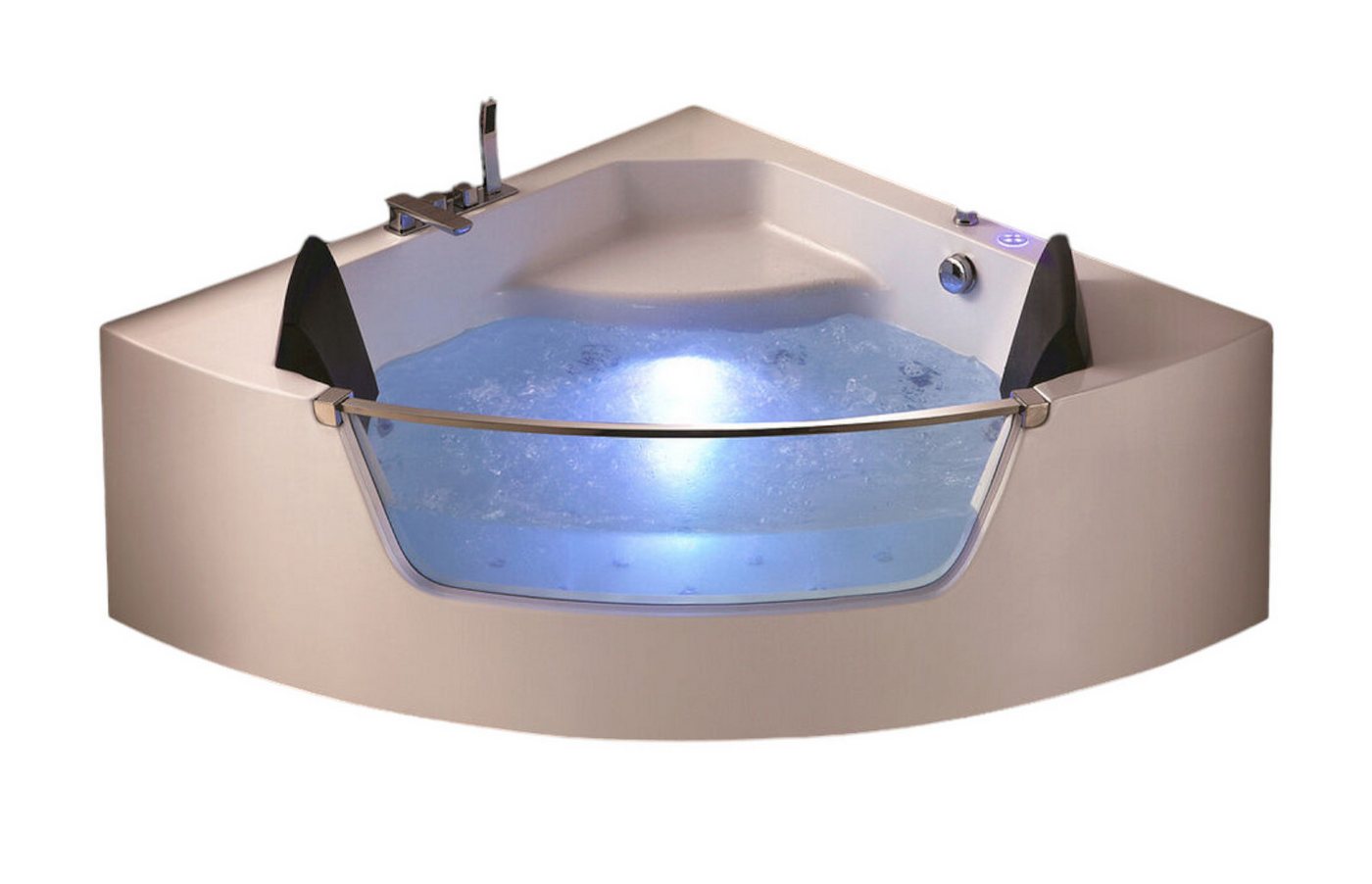 JVmoebel Whirlpool-Badewanne Whirlpool Badewanne Glas LED Licht Armaturen Eckbadewanne Wanne, (1-tlg), Made in Europa von JVmoebel