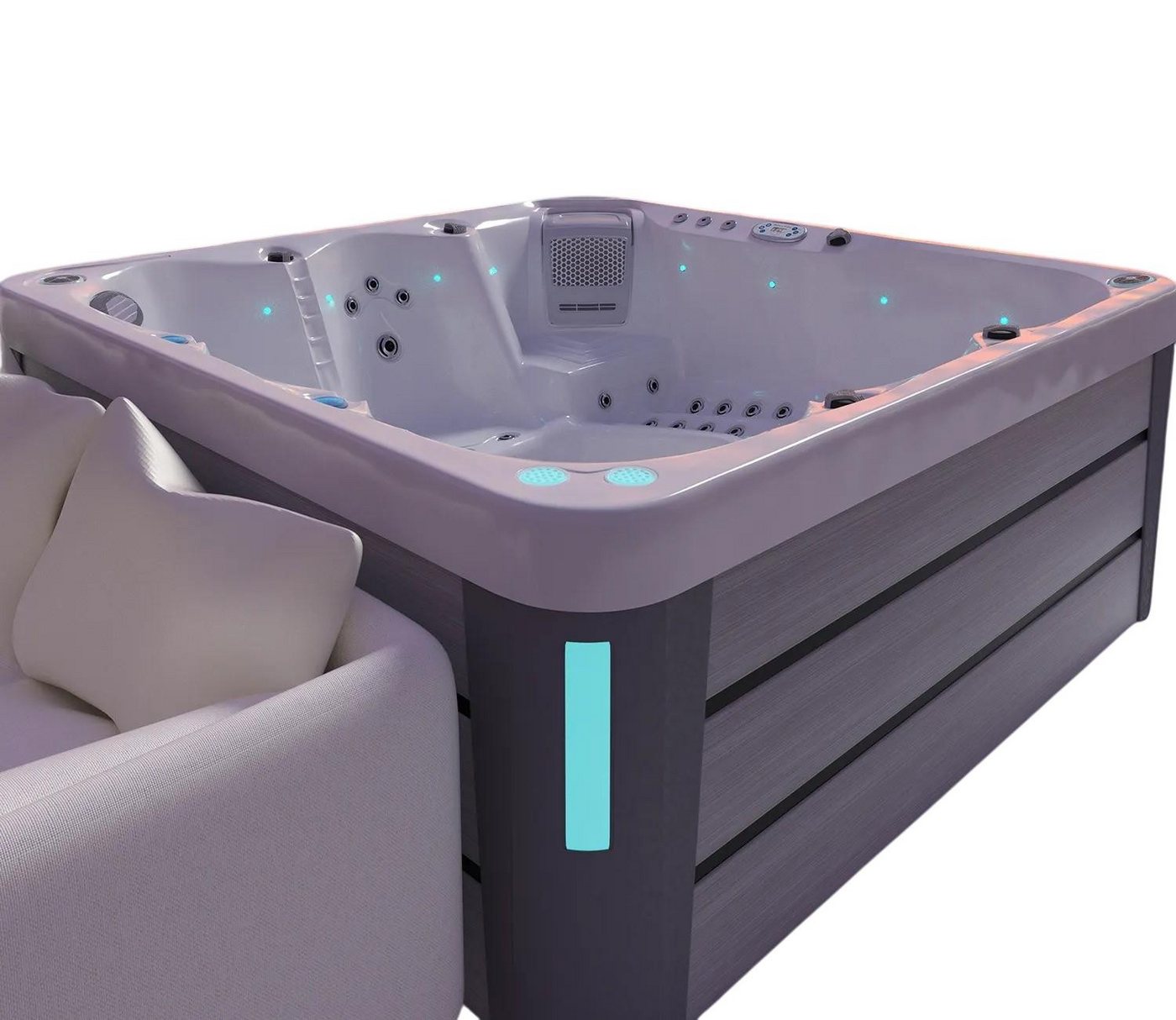 JVmoebel Whirlpool-Badewanne Whirlpool Heißwasserwanne 210x210 cm Acryl Weiß für Outdoor-Spa, Made in Europe von JVmoebel