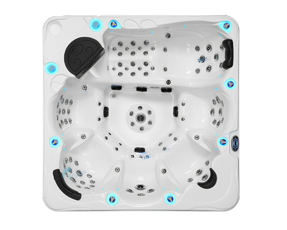 JVmoebel Whirlpool-Badewanne Whirlpool Massagebad 220x220cm Weiß Acryl Outdoor-Spa Hydromassage, Made in Europe von JVmoebel