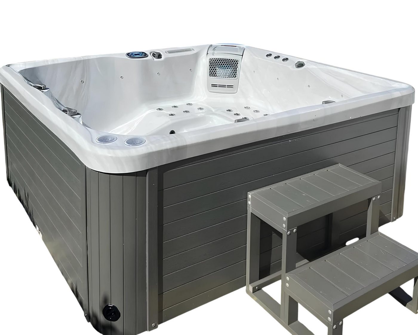 JVmoebel Whirlpool-Badewanne Whirlpool Outdoor Spa 200x200 cm Weiß Acryl - Hot Tub für Garten, Made in Europe von JVmoebel