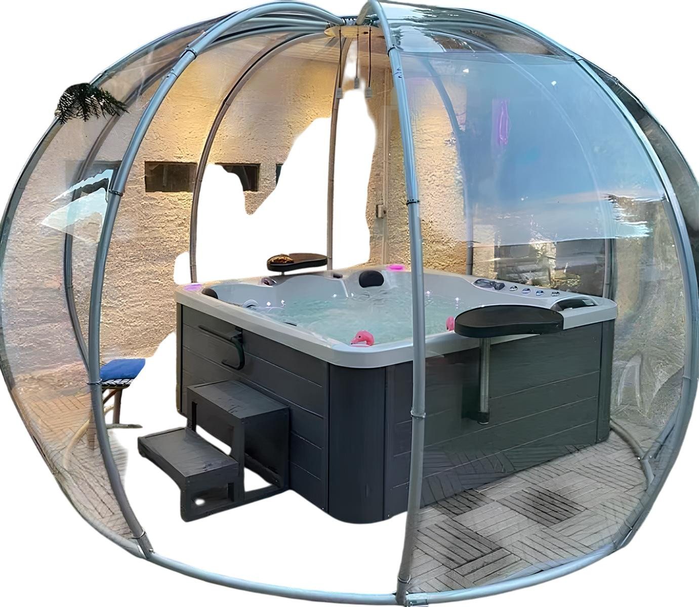 JVmoebel Whirlpool-Badewanne Whirlpool Whirlwanne 200x200 cm Weiß Acryl Garten Bad Outdoor, Made in Europe von JVmoebel