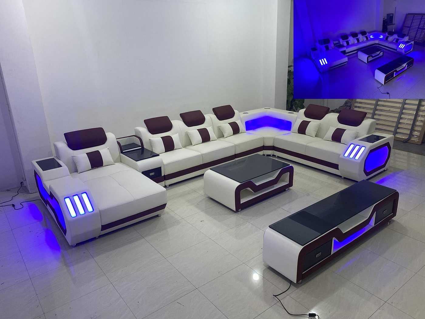 JVmoebel Wohnlandschaft Couch Polster Sofa Garnitur 3tlg. Set Couchtisch modern bequem, 3 Teile, Made in Europa JVmoebel Wohnlandschaft Couch Polster Sofa Garnitur 3tlg. Set Couchtisch modern bequem, 3 Teile, Made in Europa von JVmoebel