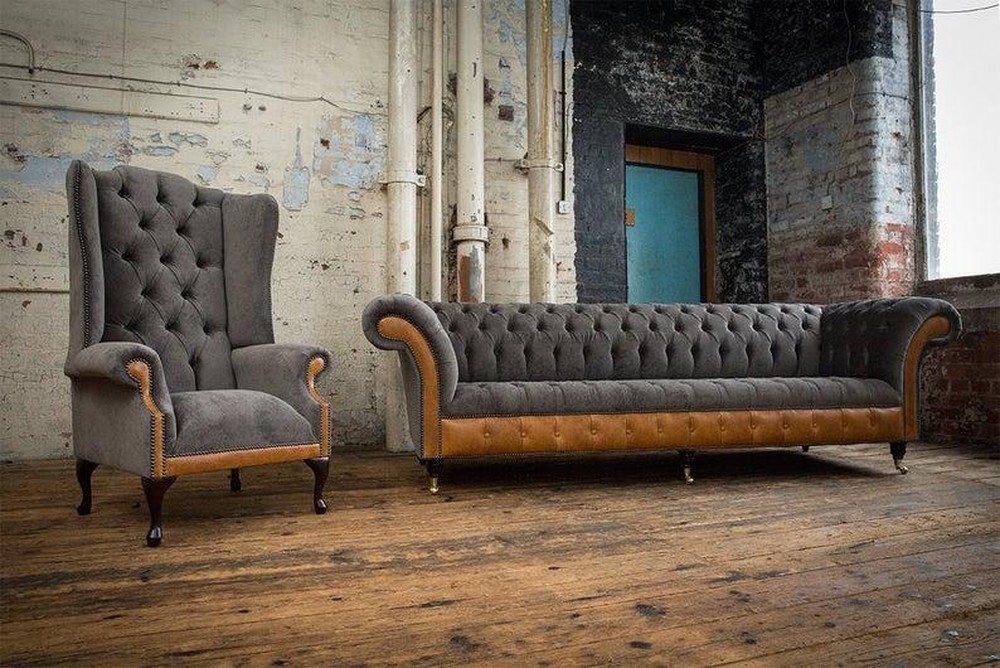 JVmoebel Wohnlandschaft Couchset 4-Sitzer mit 1 Sitzer Ohrensessel & Polster, Made in Europa JVmoebel Wohnlandschaft Couchset 4-Sitzer mit 1 Sitzer Ohrensessel & Polster, Made in Europa von JVmoebel