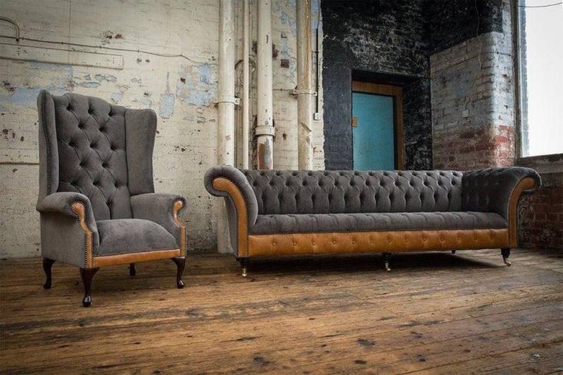 JVmoebel Wohnlandschaft Couchset 4-Sitzer mit 1 Sitzer Ohrensessel & Polster, Made in Europa von JVmoebel