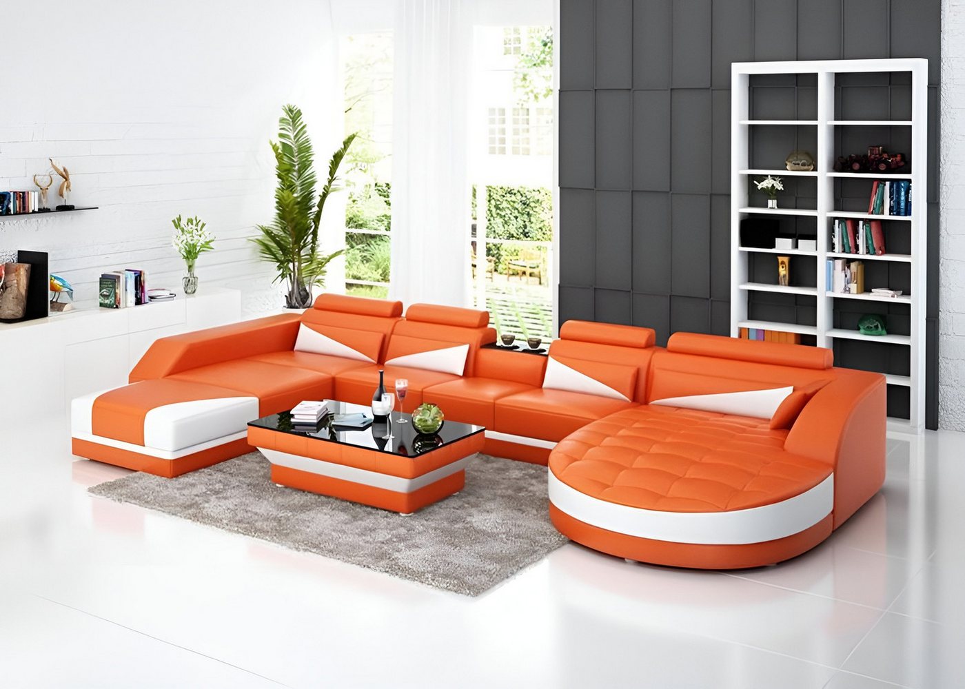 JVmoebel Wohnlandschaft Design Sofa Garnitur aus Leder mit USB-Anschluss – Modern & Komfort, Made in Europa von JVmoebel