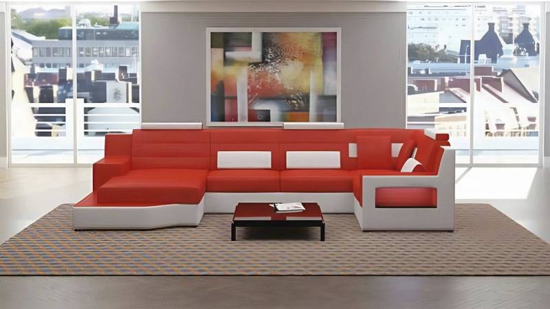 JVmoebel Wohnlandschaft Designer Couch Sofa Polster Eckcouch Garnitur Ledersofa Couchen, Made in Europa von JVmoebel