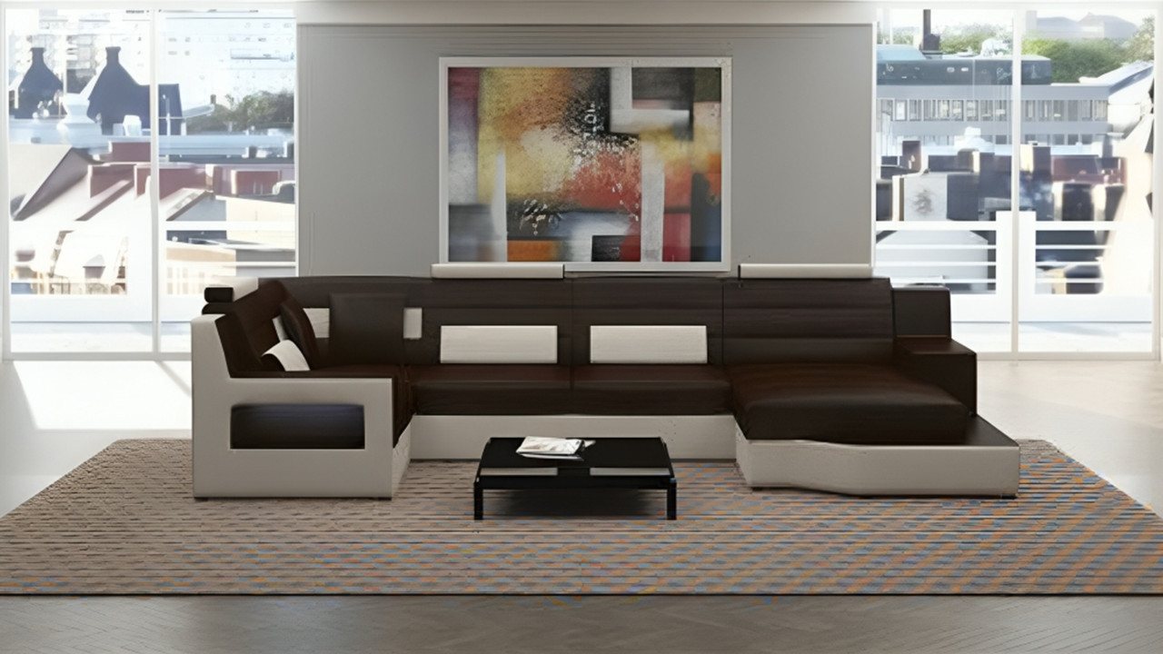 JVmoebel Wohnlandschaft Designer Couch Sofa Polster Eckcouch Garnitur Ledersofa Couchen, Made in Europa von JVmoebel
