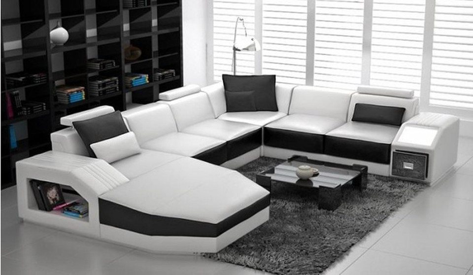 JVmoebel Wohnlandschaft Ecksofa Design Sofa mit USB Polster Sitz Ecke U Form Modern, Made in Europa von JVmoebel