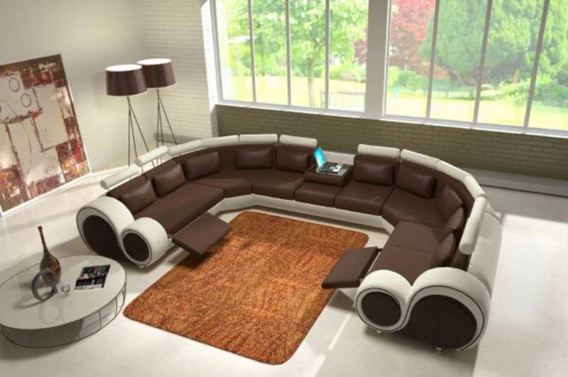 JVmoebel Wohnlandschaft Ecksofa Sofa Couch Polster Wohnlandschaft Leder modern U Form, Made in Europa JVmoebel Wohnlandschaft Ecksofa Sofa Couch Polster Wohnlandschaft Leder modern U Form, Made in Europa von JVmoebel