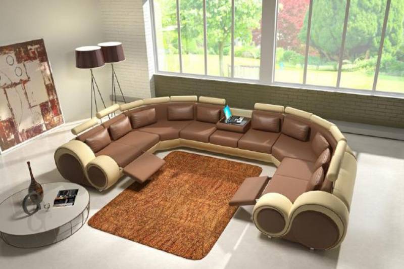 JVmoebel Wohnlandschaft Ecksofa Sofa Couch Polster Wohnlandschaft Leder modern U Form, Made in Europa JVmoebel Wohnlandschaft Ecksofa Sofa Couch Polster Wohnlandschaft Leder modern U Form, Made in Europa von JVmoebel