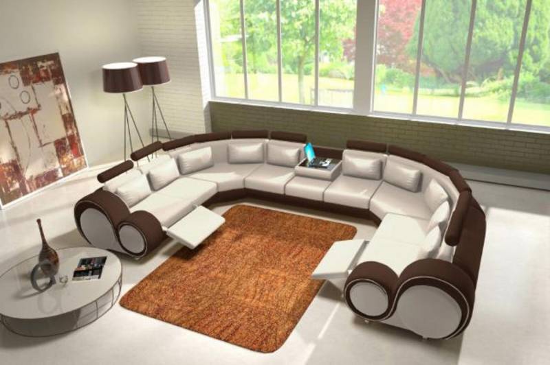 JVmoebel Wohnlandschaft Ecksofa Sofa Couch Polster Wohnlandschaft Leder modern U Form, Made in Europa JVmoebel Wohnlandschaft Ecksofa Sofa Couch Polster Wohnlandschaft Leder modern U Form, Made in Europa von JVmoebel