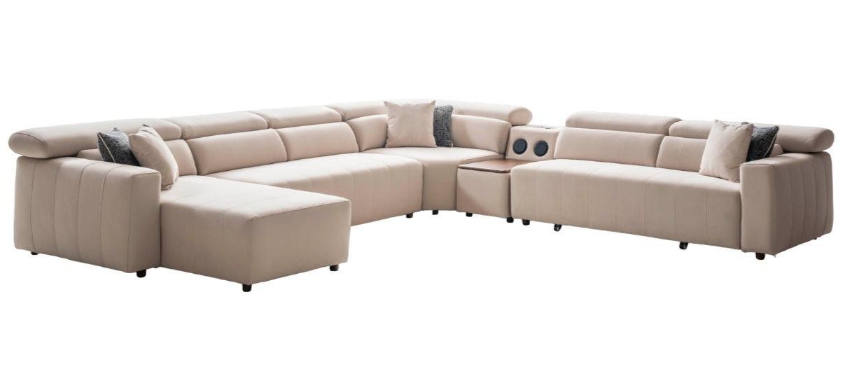 JVmoebel Wohnlandschaft Ecksofa Stoff U-Form Bettfunktion Couch Design Polster Textil Eck, Made in Europa von JVmoebel