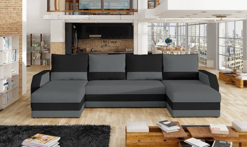 JVmoebel Wohnlandschaft Ecksofa U-Form in Textil – modernes Design Couchmöbel, Made in Europa von JVmoebel