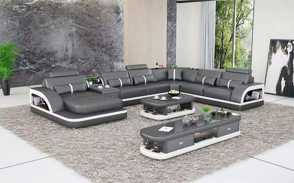 JVmoebel Wohnlandschaft Großes Ecksofa Wohnbereich XXL Sofa U-förmiges Ledersofa, Made in Europa JVmoebel Wohnlandschaft Großes Ecksofa Wohnbereich XXL Sofa U-förmiges Ledersofa, Made in Europa von JVmoebel