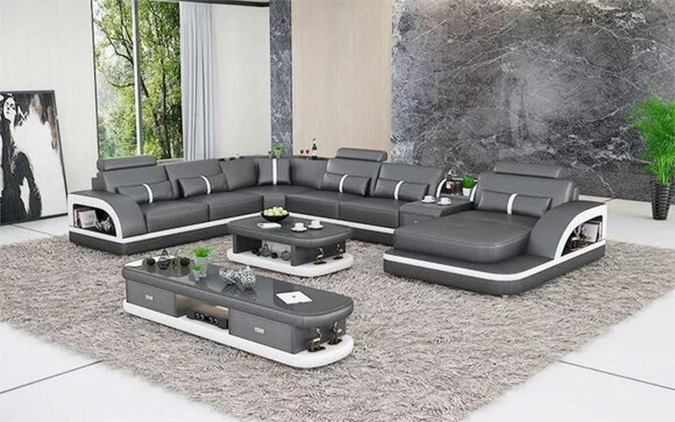JVmoebel Wohnlandschaft Großes Ecksofa Wohnbereich XXL Sofa U-förmiges Ledersofa, Made in Europa JVmoebel Wohnlandschaft Großes Ecksofa Wohnbereich XXL Sofa U-förmiges Ledersofa, Made in Europa von JVmoebel