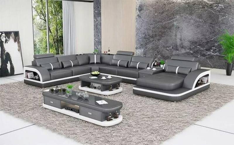JVmoebel Wohnlandschaft Großes Ecksofa Wohnbereich XXL Sofa U-förmiges Ledersofa, Made in Europa von JVmoebel