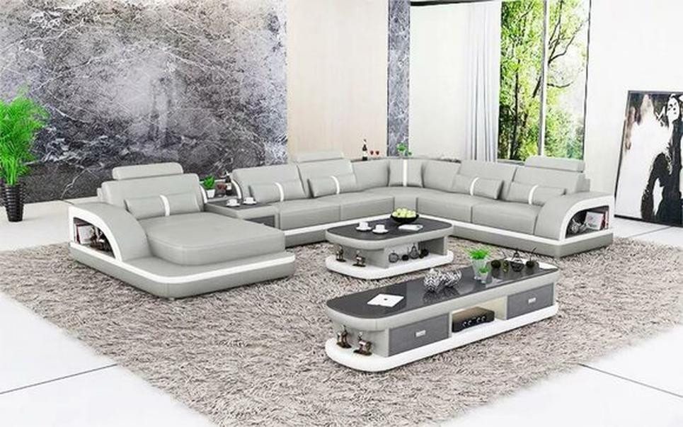 JVmoebel Wohnlandschaft Großes Ecksofa Wohnbereich XXL Sofa U-förmiges Ledersofa, Made in Europa JVmoebel Wohnlandschaft Großes Ecksofa Wohnbereich XXL Sofa U-förmiges Ledersofa, Made in Europa von JVmoebel