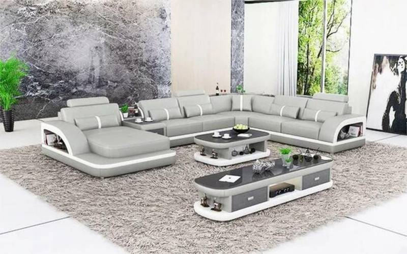 JVmoebel Wohnlandschaft Großes Ecksofa Wohnbereich XXL Sofa U-förmiges Ledersofa, Made in Europa von JVmoebel