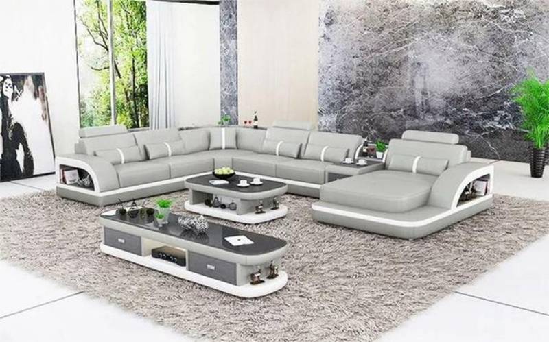 JVmoebel Wohnlandschaft Großes Ecksofa Wohnbereich XXL Sofa U-förmiges Ledersofa, Made in Europa von JVmoebel