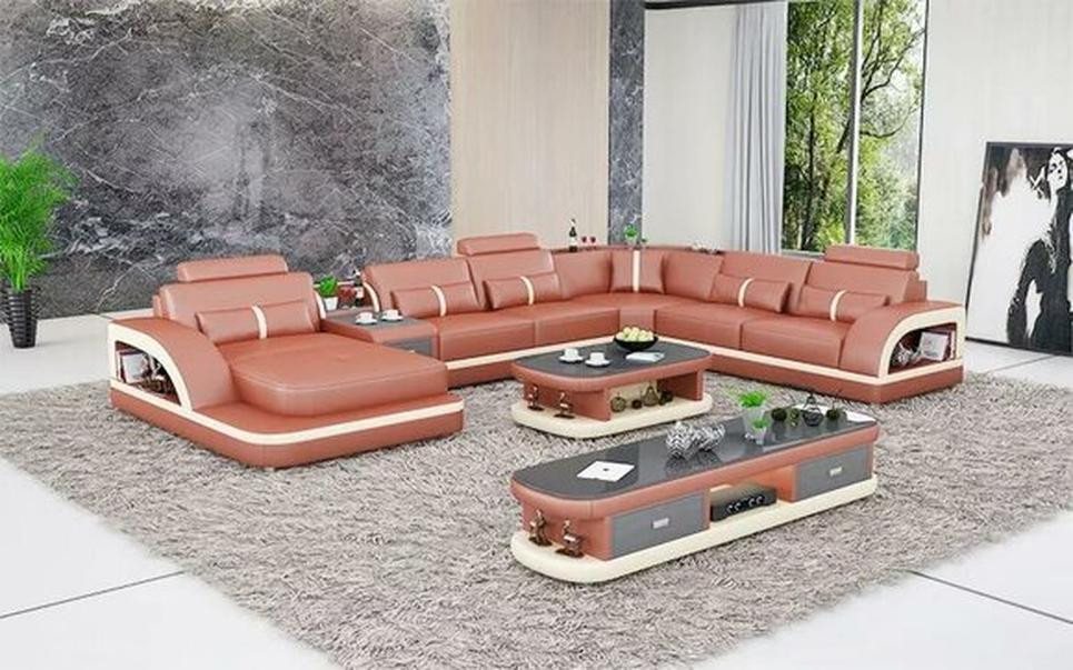 JVmoebel Wohnlandschaft Großes Ecksofa Wohnbereich XXL Sofa U-förmiges Ledersofa, Made in Europa JVmoebel Wohnlandschaft Großes Ecksofa Wohnbereich XXL Sofa U-förmiges Ledersofa, Made in Europa von JVmoebel