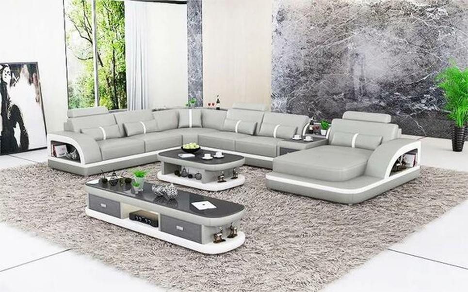 JVmoebel Wohnlandschaft Großes Ecksofa Wohnbereich XXL Sofa U-förmiges Ledersofa, Made in Europa JVmoebel Wohnlandschaft Großes Ecksofa Wohnbereich XXL Sofa U-förmiges Ledersofa, Made in Europa von JVmoebel