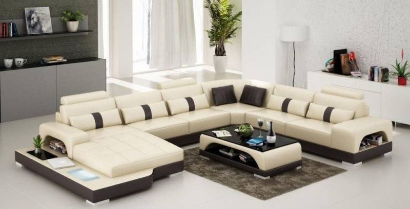 JVmoebel Wohnlandschaft Leder Wohnlandschaft Couch Big XXL Sofa LED USB Polster Ecke Garnitur, Made in Europa von JVmoebel