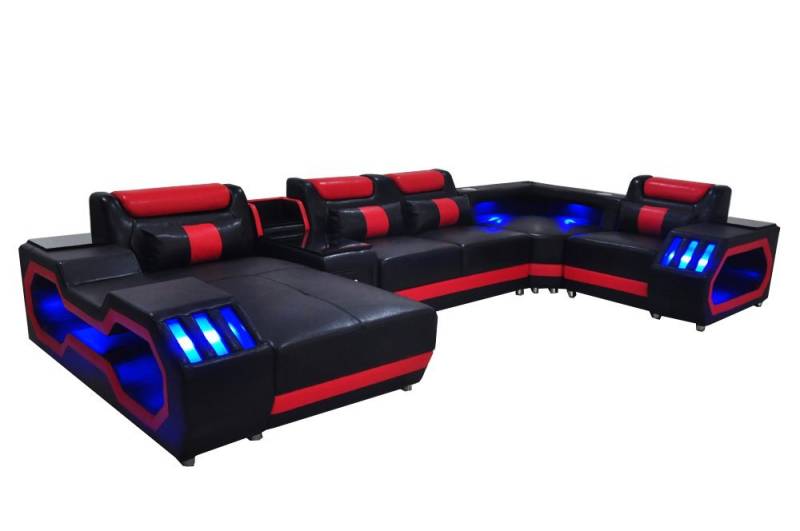 JVmoebel Wohnlandschaft Ledersofa Couch Wohnlandschaft Eck Garnitur Sofa U-Form Sofa, Made in Europa von JVmoebel