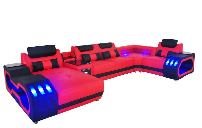 JVmoebel Wohnlandschaft Ledersofa Couch Wohnlandschaft Eck Garnitur Sofa U-Form Sofa, Made in Europa von JVmoebel