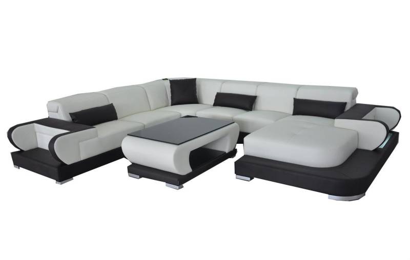JVmoebel Wohnlandschaft Moderne Leder Wohnlandschaft U-Form Sofa mit Tisch, Made in Europa JVmoebel Wohnlandschaft Moderne Leder Wohnlandschaft U-Form Sofa mit Tisch, Made in Europa von JVmoebel