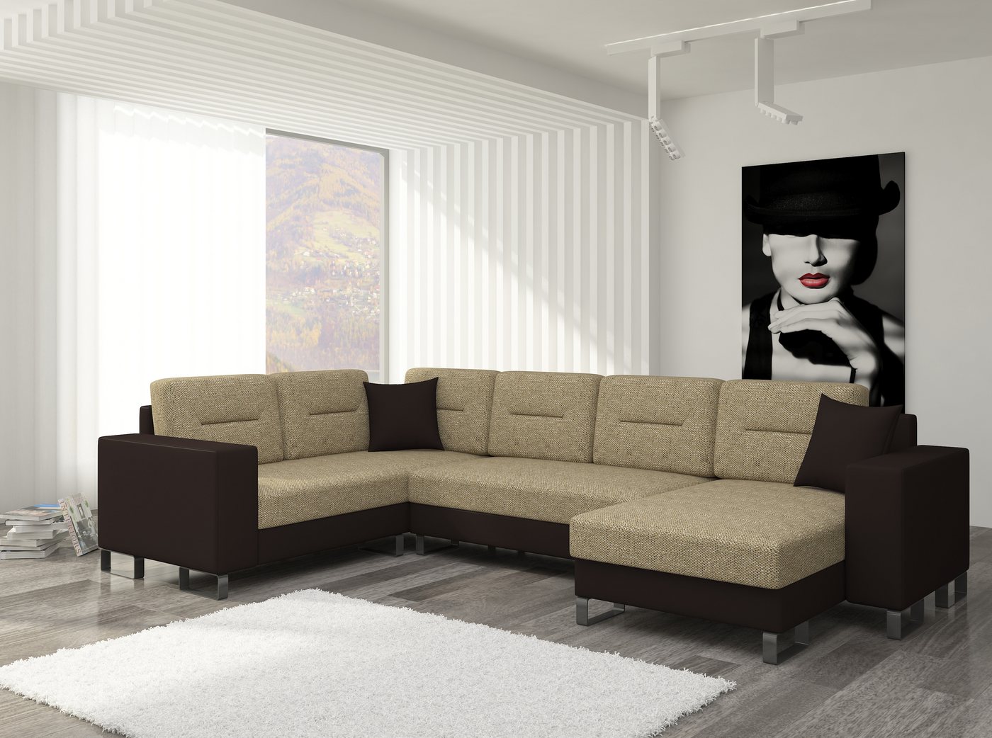 JVmoebel Wohnlandschaft Moderner Komfort-Liegesofa mit Bettfunktion und Polsterung, Made in Europa von JVmoebel