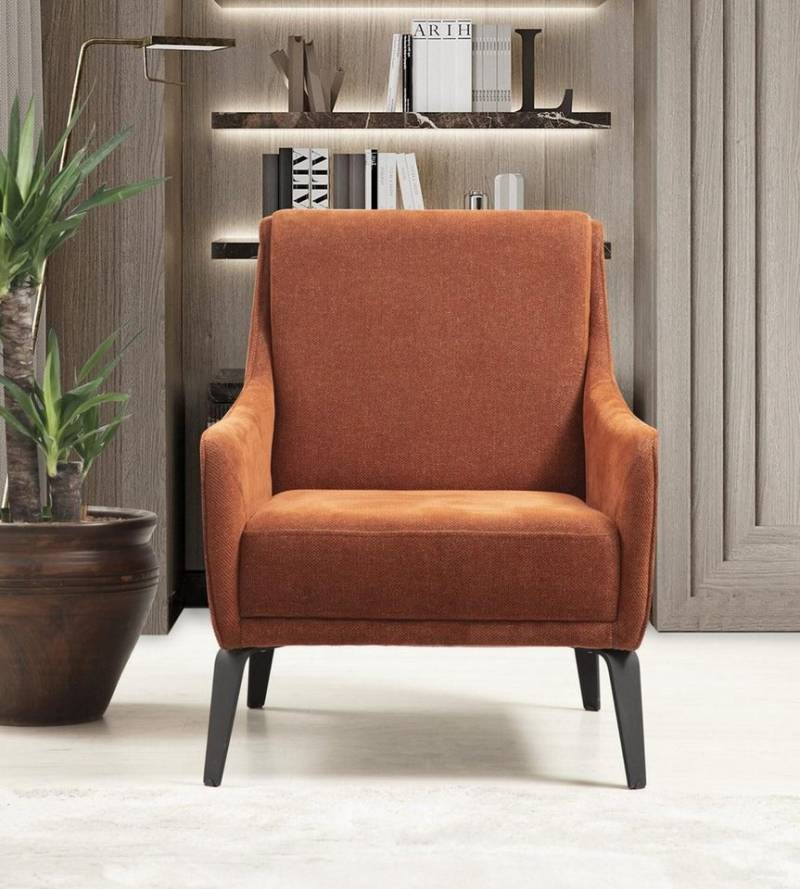 JVmoebel Ohrensessel Orangefarbener Stoffsessel - Bequemer Ohrensessel Einsitzer (1-St., Sessel), Made in Europa von JVmoebel