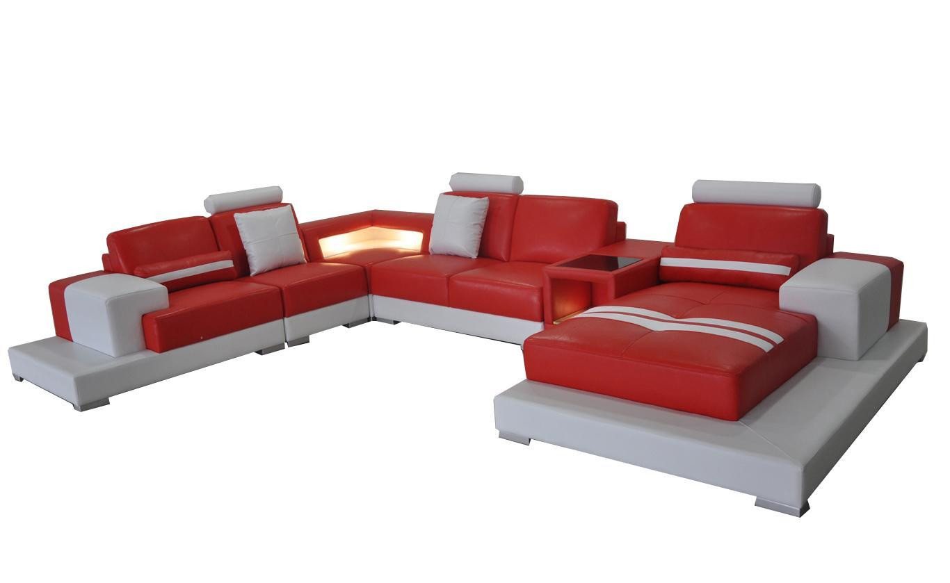 JVmoebel Wohnlandschaft Rotsechseckige Wohnlandschaft aus Leder – U-Form Sofa Couch, Made in Europa JVmoebel Wohnlandschaft Rotsechseckige Wohnlandschaft aus Leder – U-Form Sofa Couch, Made in Europa von JVmoebel