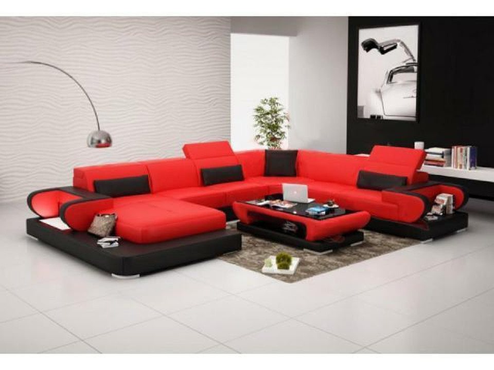 JVmoebel Wohnlandschaft Sofa Eckcouch Couch Funktionssofa + USB U Form Kunstleder Beige, Made in Europa JVmoebel Wohnlandschaft Sofa Eckcouch Couch Funktionssofa + USB U Form Kunstleder Beige, Made in Europa von JVmoebel