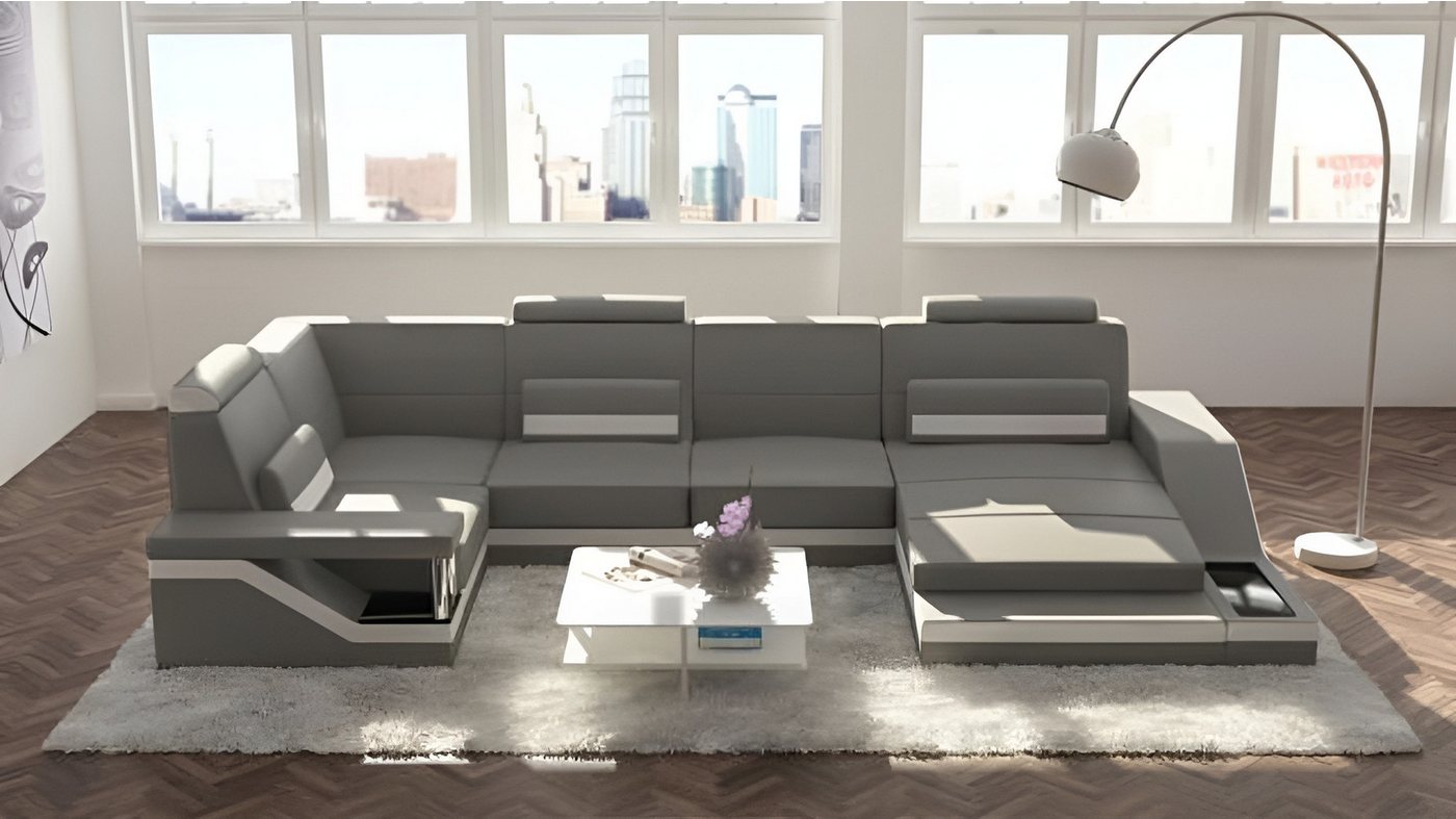 JVmoebel Wohnlandschaft Sofa U-Form mit USB Anschluss Polster Garnitur Textil Stoff, Made in Europa von JVmoebel