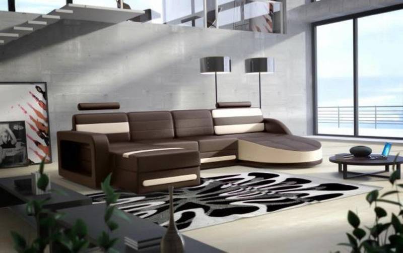 JVmoebel Wohnlandschaft WOHNLANDSCHAFT LEDERSOFA XXL ECKSOFA + USB GARNITUR DESIGN ECKCOUCH, Made in Europa von JVmoebel