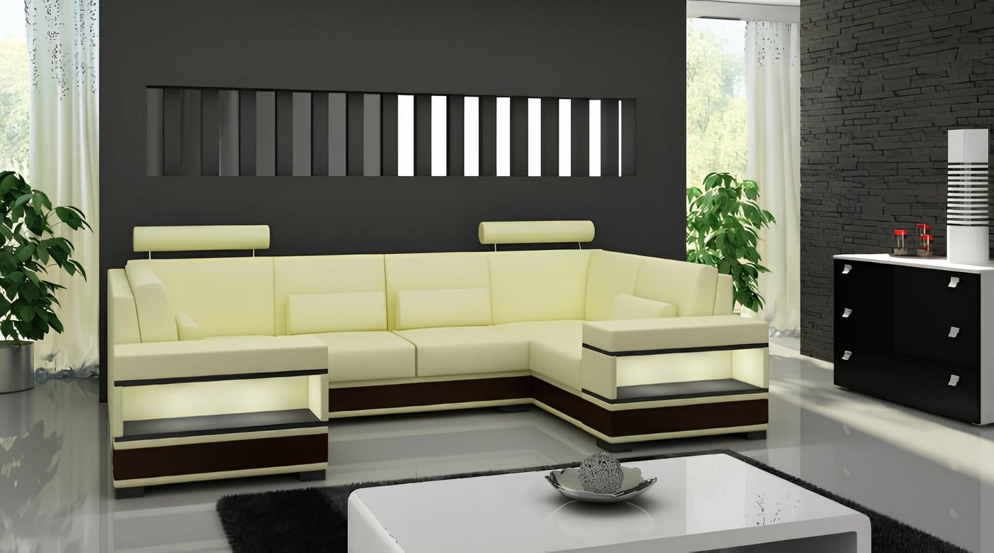JVmoebel Wohnlandschaft Ledersofa Ecksofa U Form Wohnzimmer Möbel Design Couch Sofa, Made in Europa von JVmoebel