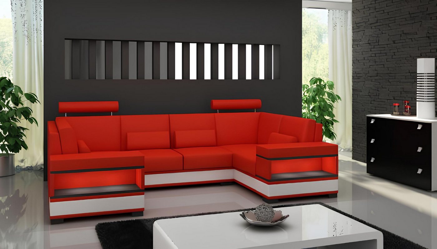 JVmoebel Wohnlandschaft Ledersofa Ecksofa U Form Wohnzimmer Möbel Design Couch Sofa, Made in Europa von JVmoebel