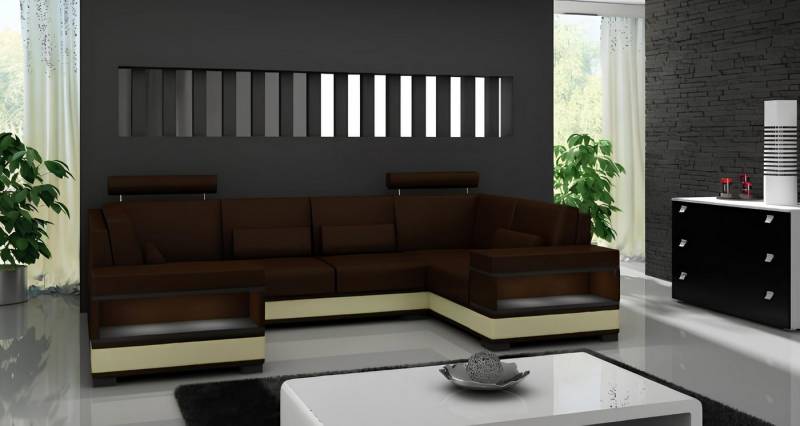JVmoebel Wohnlandschaft Ledersofa Ecksofa U Form Wohnzimmer Möbel Design Couch Sofa, Made in Europa von JVmoebel