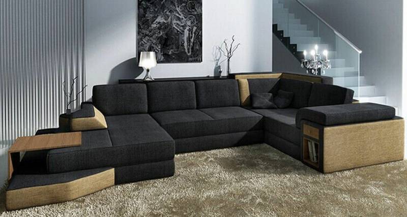 JVmoebel Wohnlandschaft XXL Design Big Sofa mit USB Ecksofa Couch Wohlandschaft U Form Leder, Made in Europa von JVmoebel