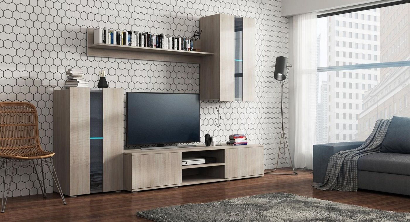 JVmoebel Wohnwand, Set Modern Wohnwand Vitrinen Regal Schrank Wohnzimmer Modern Stil Wohnwände 4tlg von JVmoebel