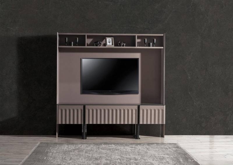JVmoebel Wohnwand Braune Designer-Wohnwand aus Holz für Ihr Wohnzimmer, (1-St., Wohnwand), Made in Europa von JVmoebel
