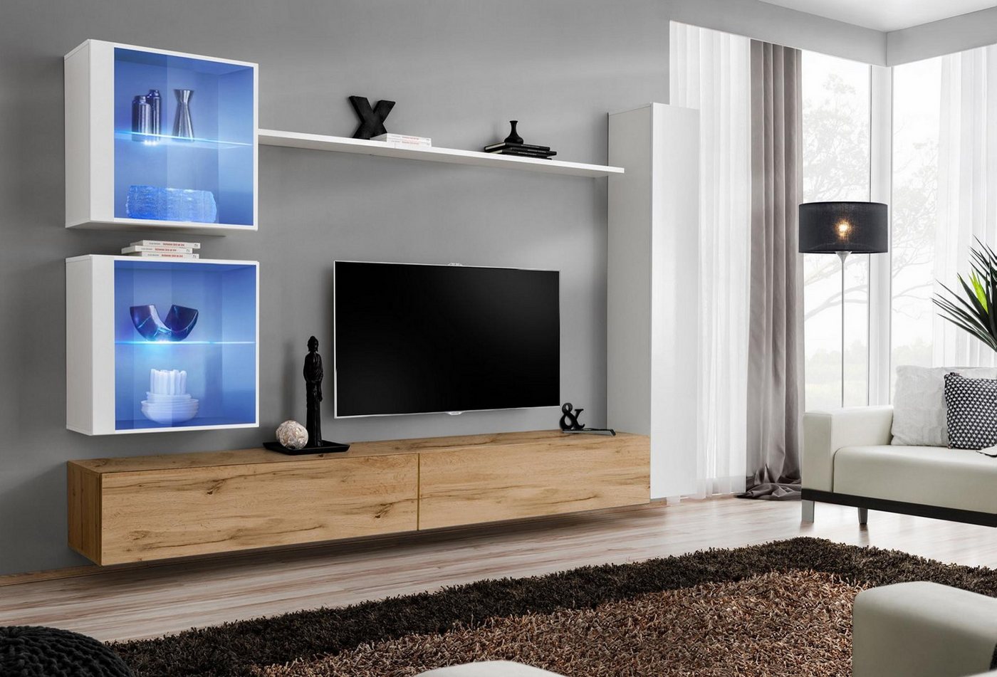 JVmoebel Wohnwand Designer Luxus Wohnzimmer Set - 6-tlg. Wohnwand Komplettlösung, (7-St), Made in Europa von JVmoebel